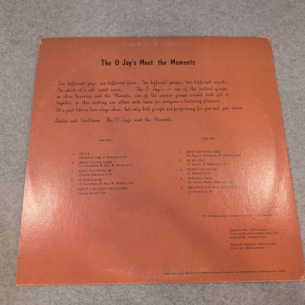 The O'Jays Meet The Moments LP Stang ST-1024 DJ Copy Promo White Label 1974 - Picture 2 of 6